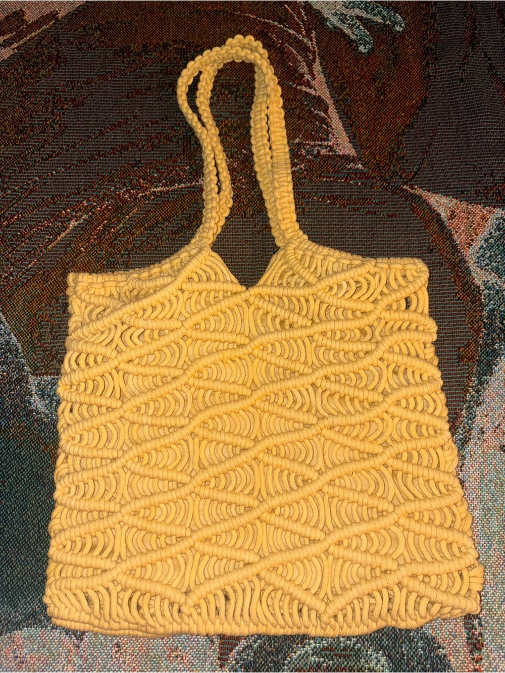 C&C California Woven Yellow Rope-Handled Tote